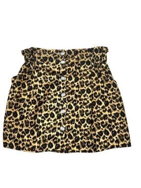 Umgee Skirt Womens S Leopard Button Front Animal Print Mini